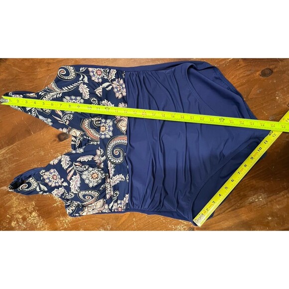 Lands End Paisley Tugless Low Leg Molded Soft Cup One Piece Swimsuit 16 Beach - Picture 12 of 14